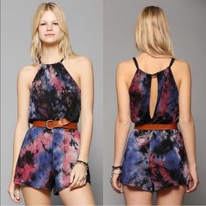 UO Staring At Stars Tie-Dye Halter Romper